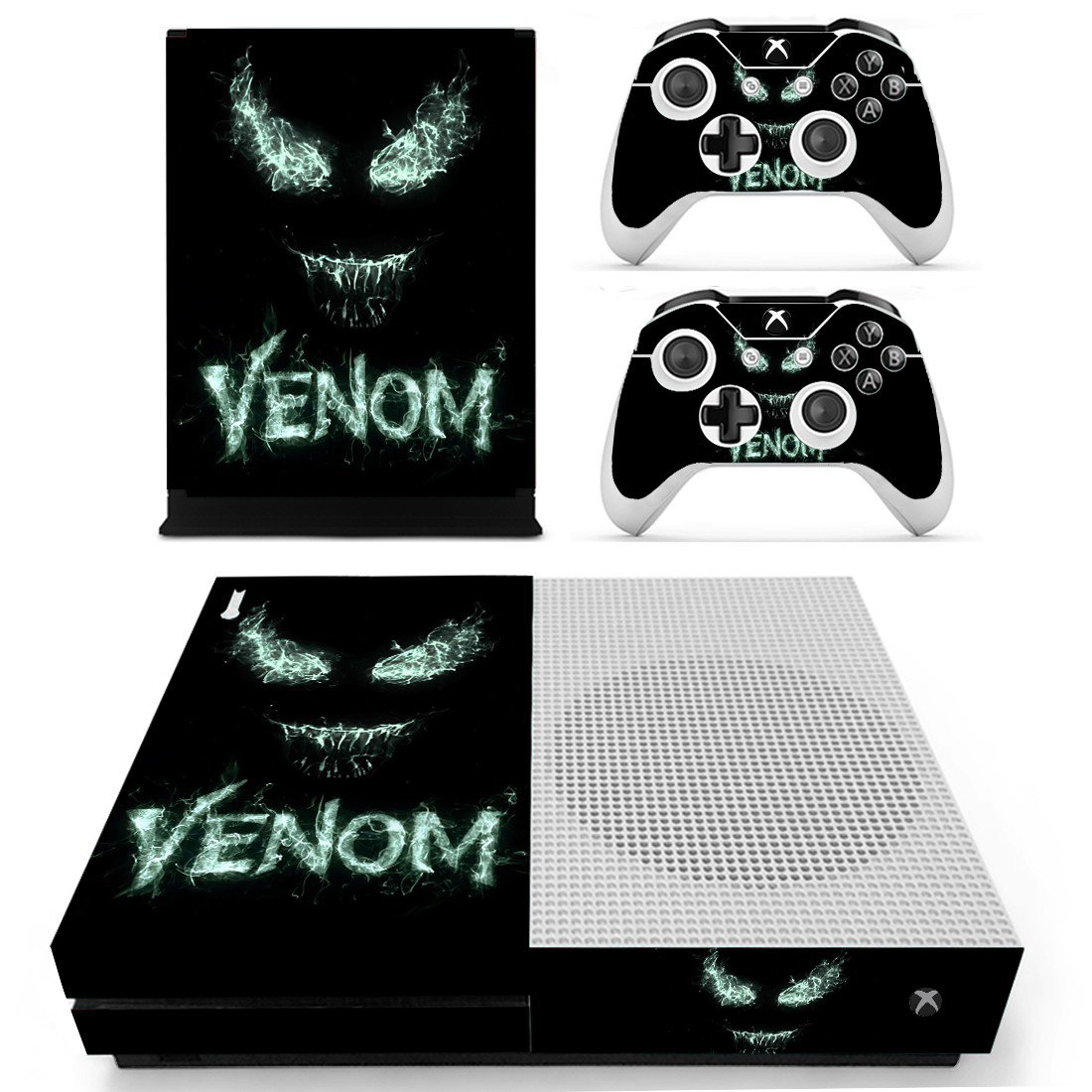 Venom decal skin sticker for Xbox One S console and controllers