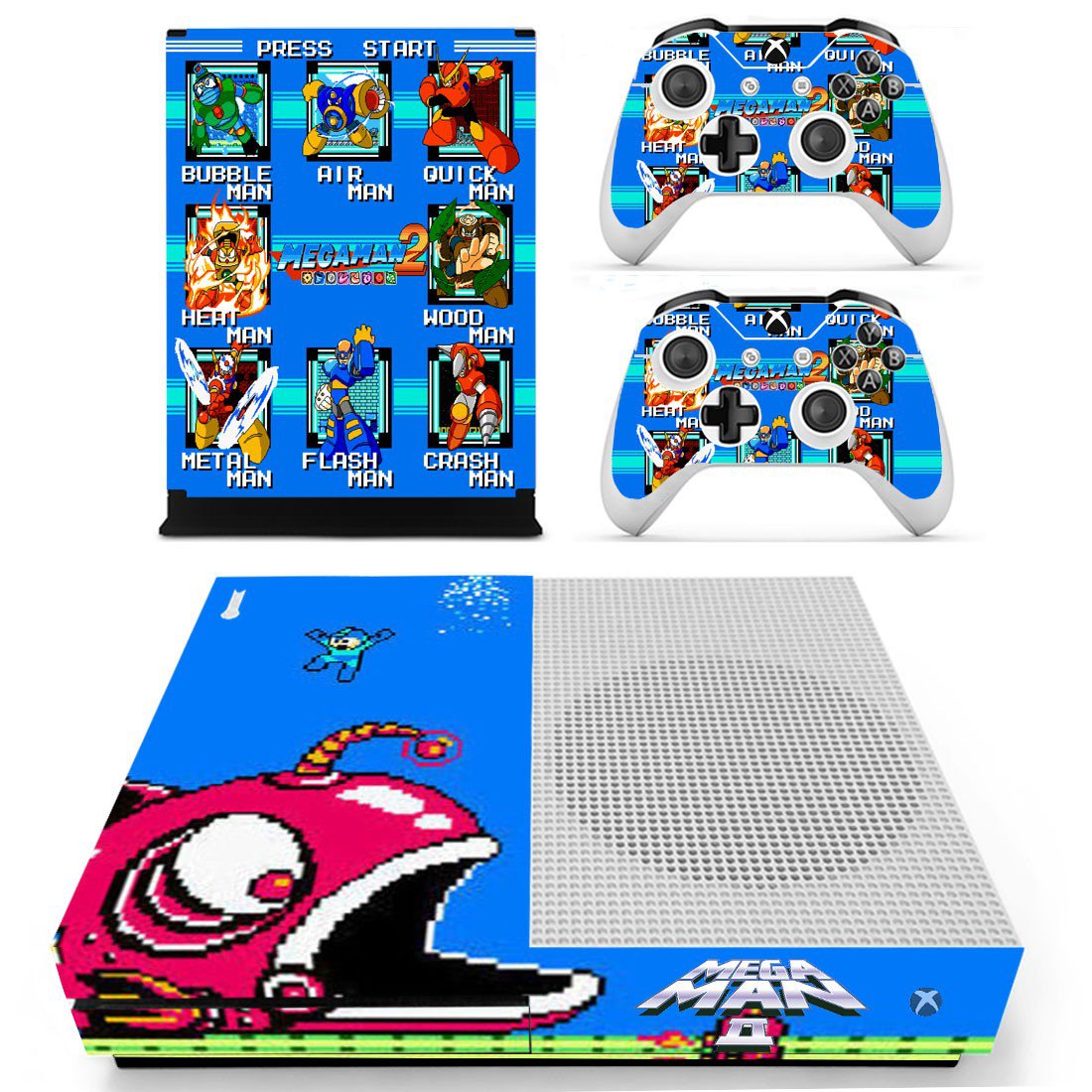 Mega Man 2 decal skin sticker for Xbox One S console and controllers