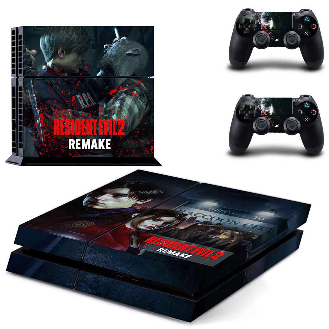 Resident Evil 2 remake decal skin sticker for PS4 console and controllers