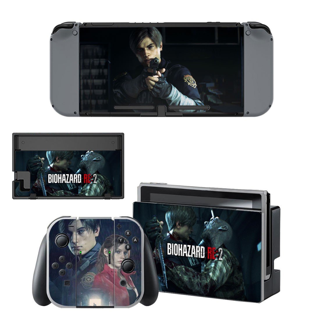 Resident Evil 2 remake decal skin sticker for Nintendo Switch console and controllers