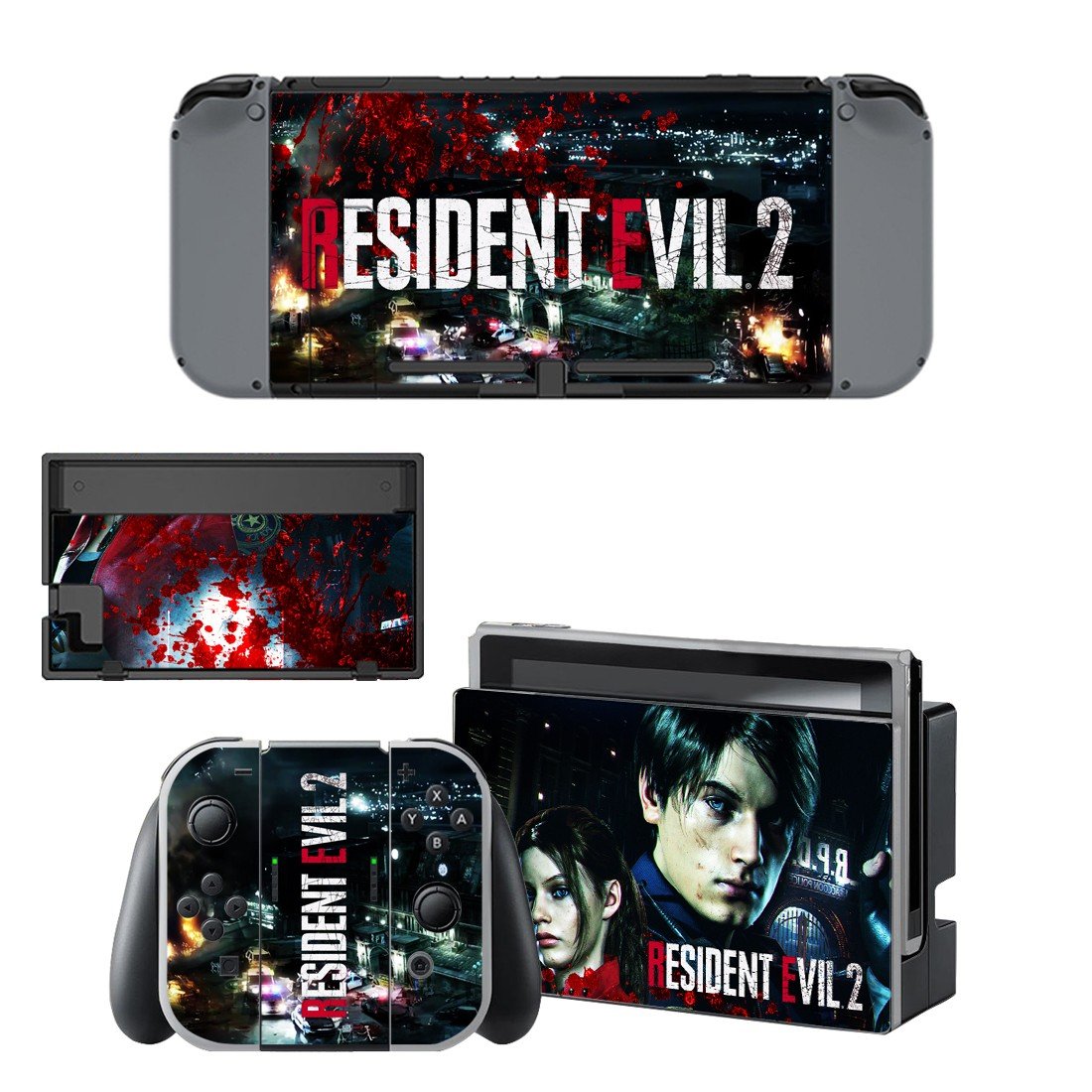 Resident Evil 2 remake decal skin sticker for Nintendo Switch console and controllers
