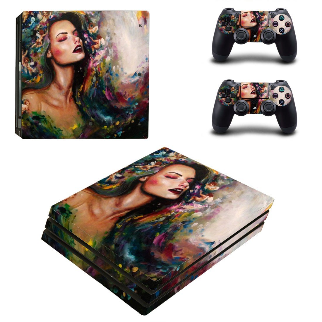 Lady Wallpaper decal skin sticker for PS4 Pro console and controllers