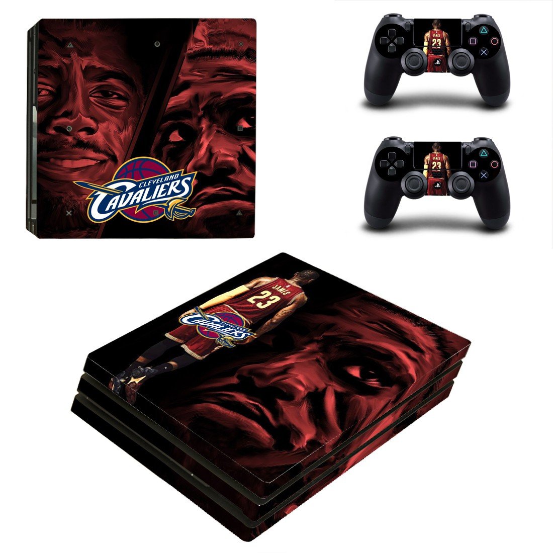 Cleveland Cavaliers decal skin sticker for PS4 Pro console and controllers