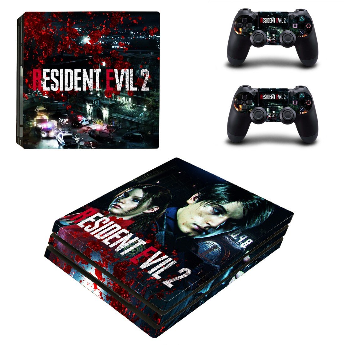 Resident Evil 2 decal skin sticker for PS4 Pro console and controllers