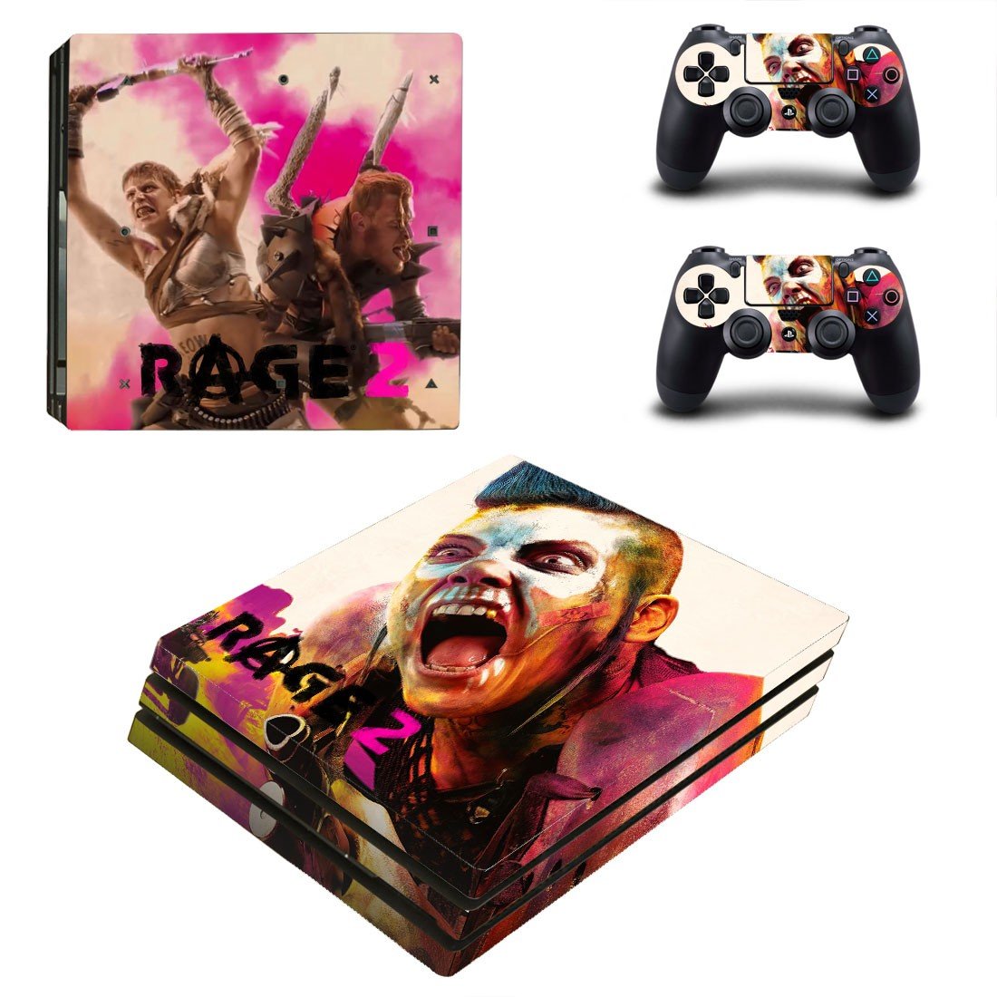 Rage 2 decal skin sticker for PS4 Pro console and controllers