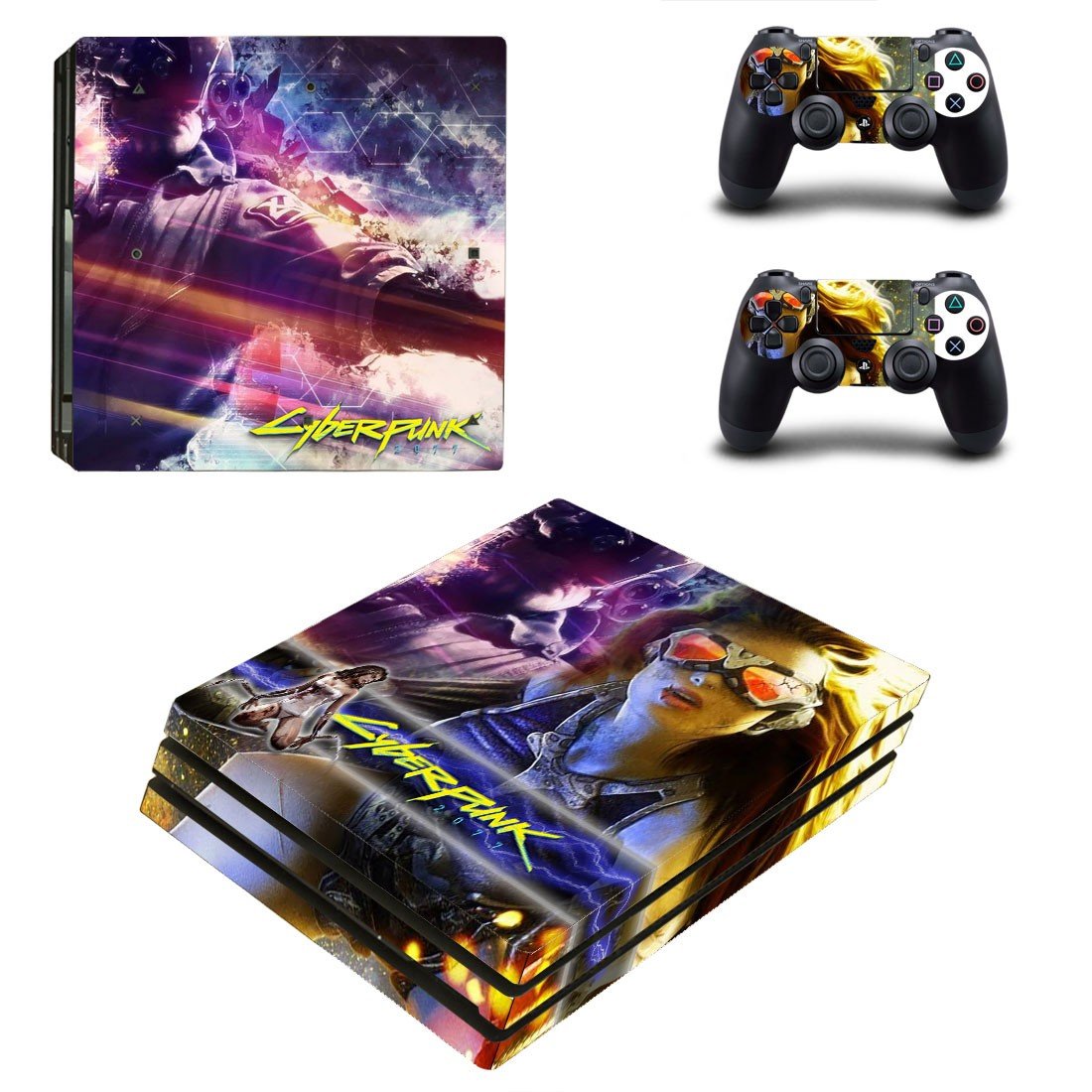 Cyberpunk 2077 decal skin sticker for PS4 Pro console and controllers