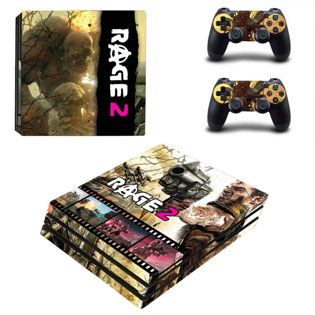 Rage 2 decal skin sticker for PS4 Pro console and controllers
