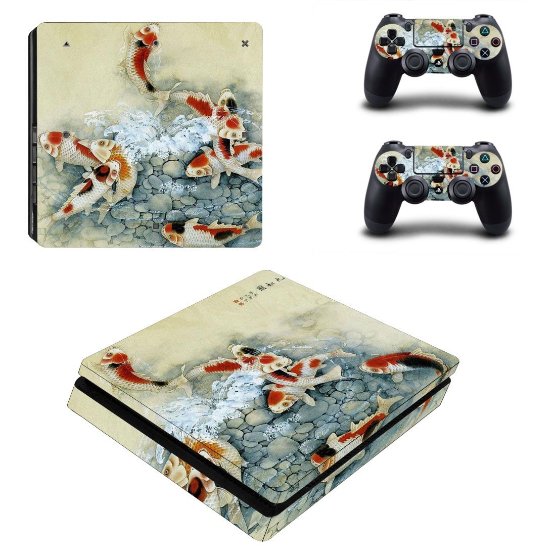 Fish Wallpaper decal skin sticker for PS4 Slim console and controllers