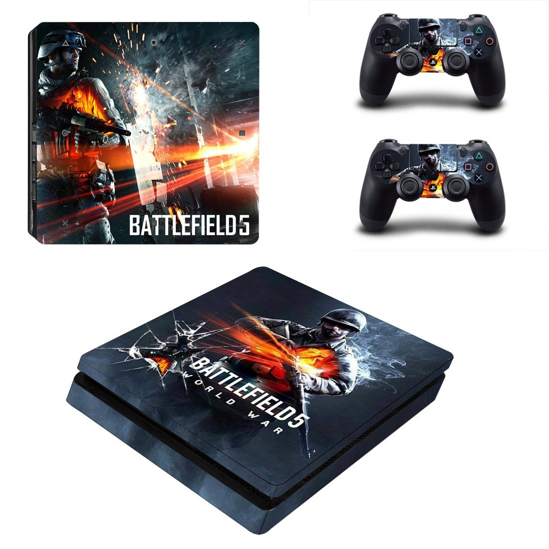 Battlefield 5 decal skin sticker for PS4 Slim console and controllers