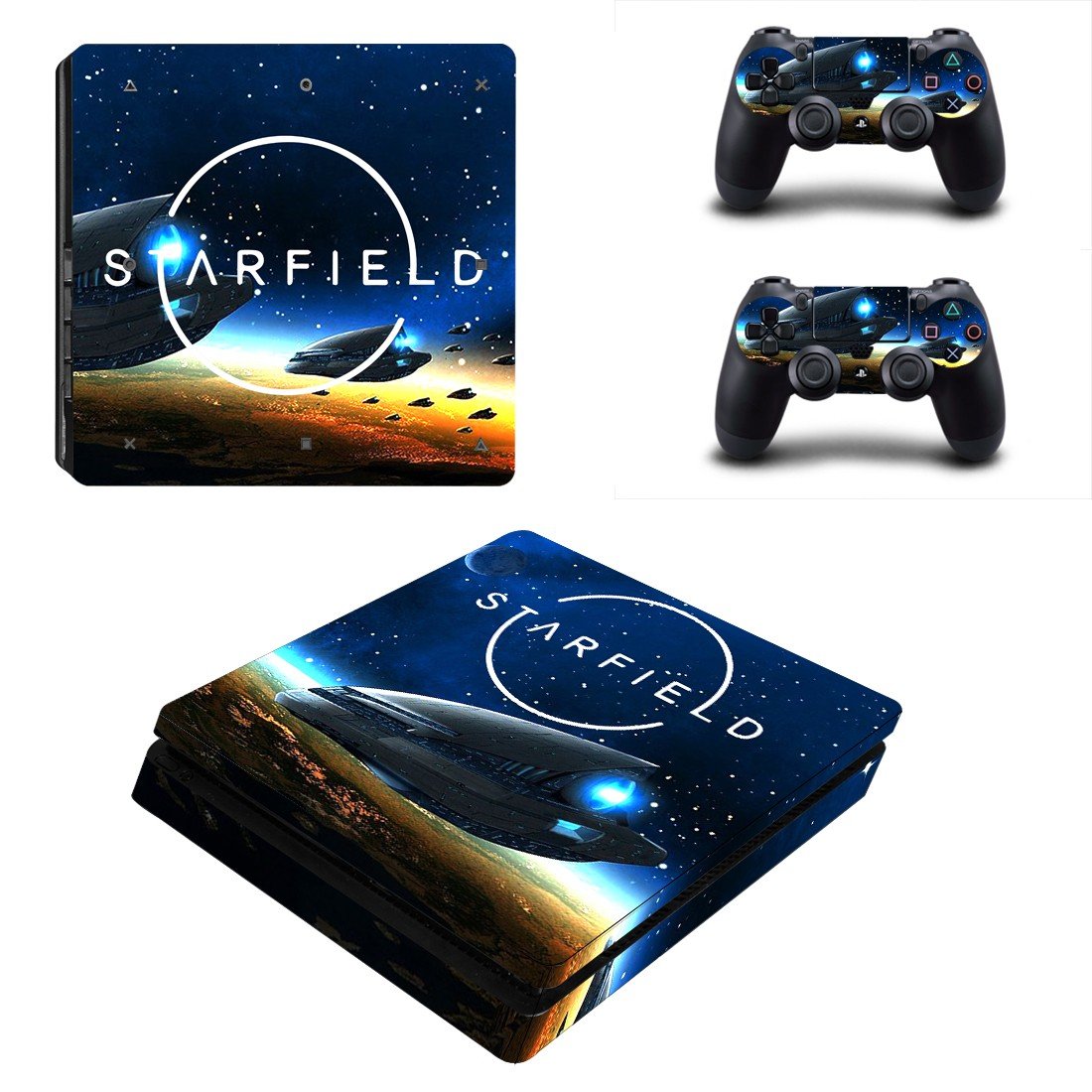Starfield decal skin sticker for PS4 Slim console and controllers