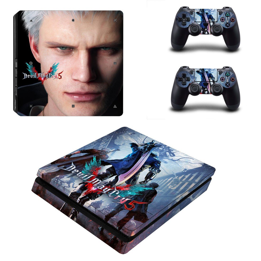Devil May Cry 5 decal skin sticker for PS4 Slim console and controllers