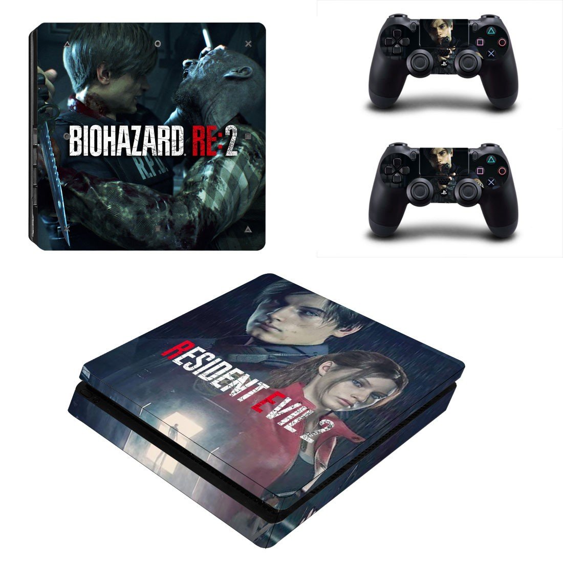 Resident Evil 2 decal skin sticker for PS4 Slim console and controllers