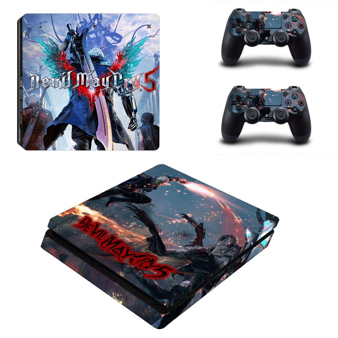 Devil May Cry 5 decal skin sticker for PS4 Slim console and controllers