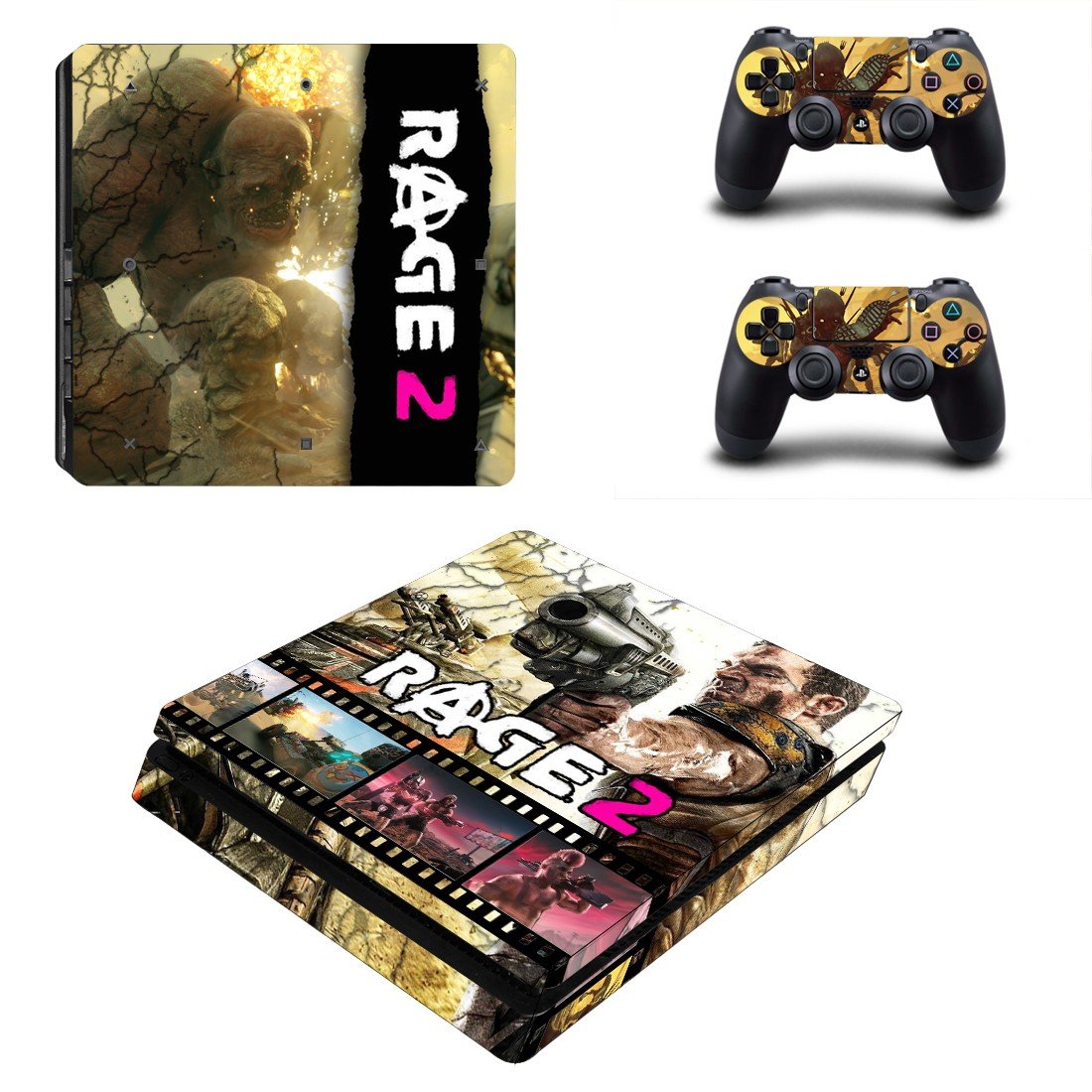 Rage 2 decal skin sticker for PS4 Slim console and controllers