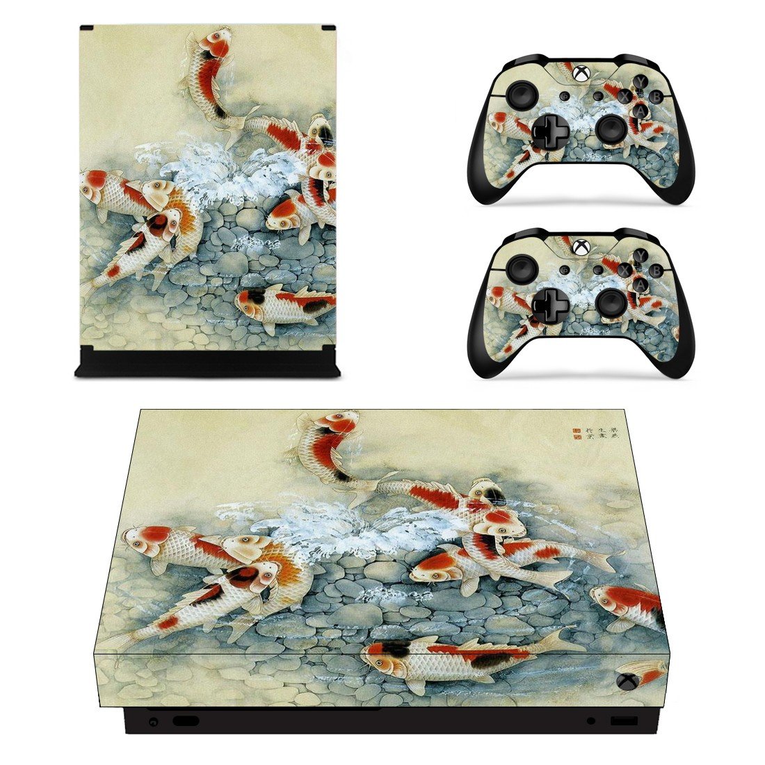 Fish wallpaper decal skin sticker for Xbox One X console and controllers