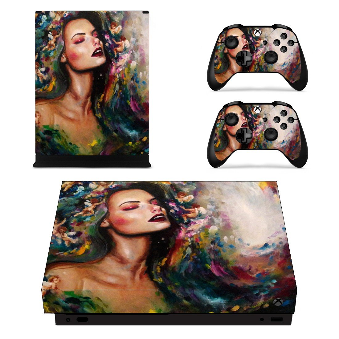 Lady Wallpaper decal skin sticker for Xbox One X console and controllers