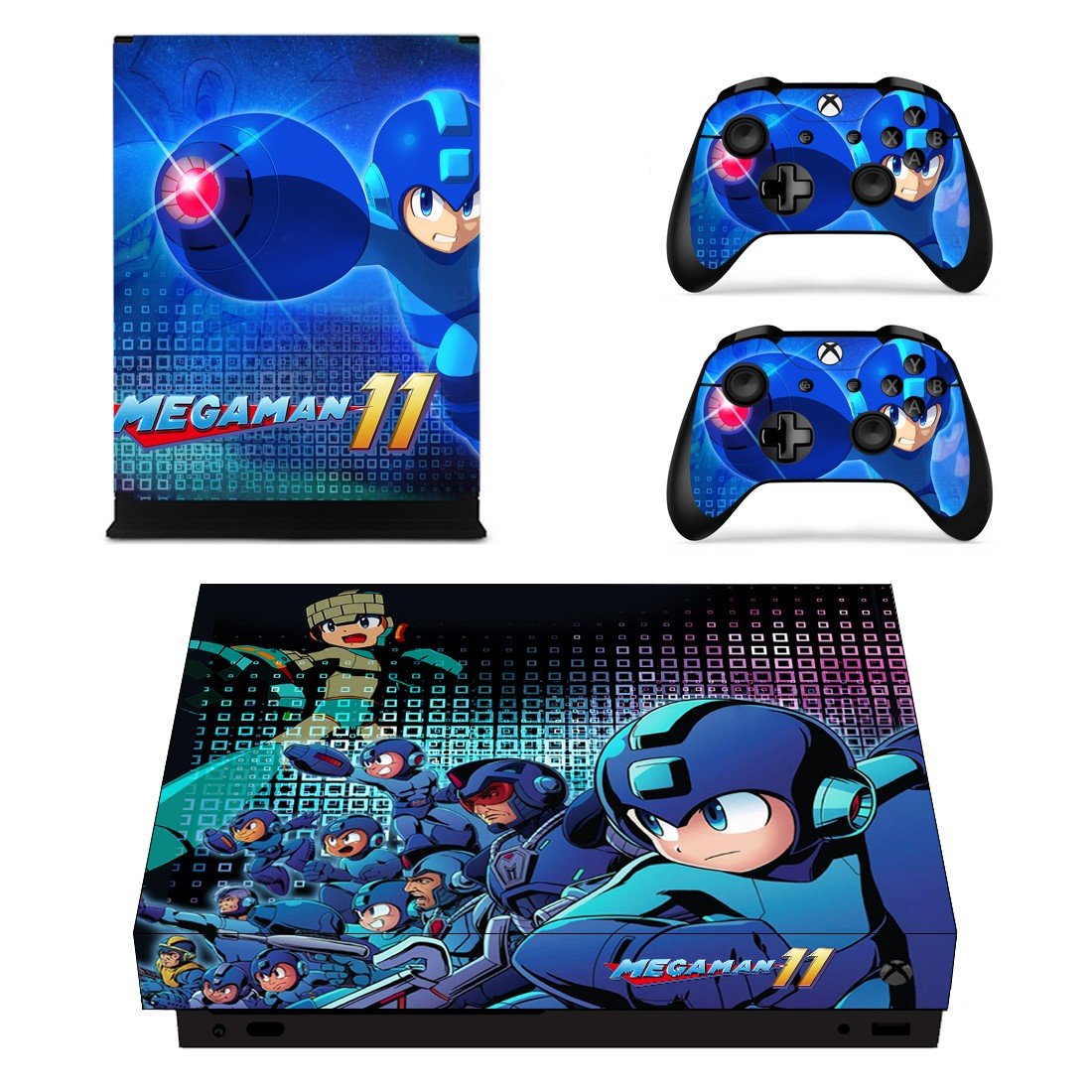 Mega Man 11 decal skin sticker for Xbox One X console and controllers