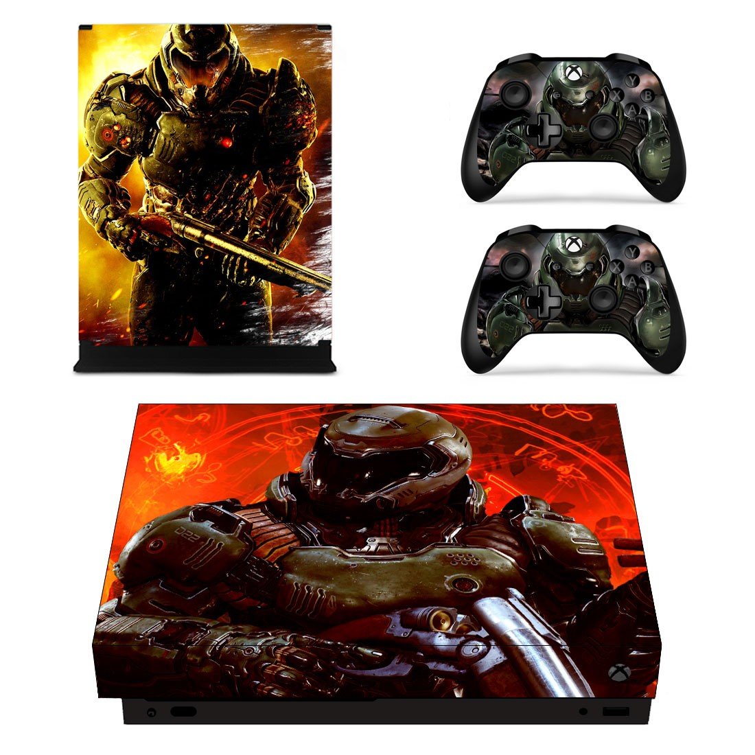 Doom 4 decal skin sticker for Xbox One X console and controllers