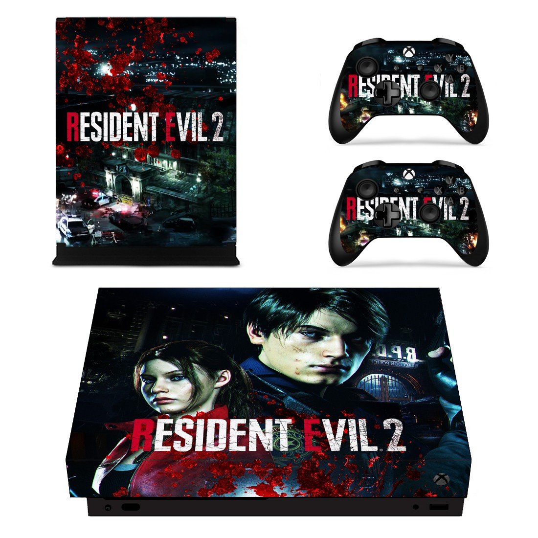 Resident Evil 2 decal skin sticker for Xbox One X console and controllers