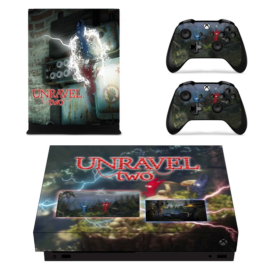 Unravel Two decal skin sticker for Xbox One X console and controllers