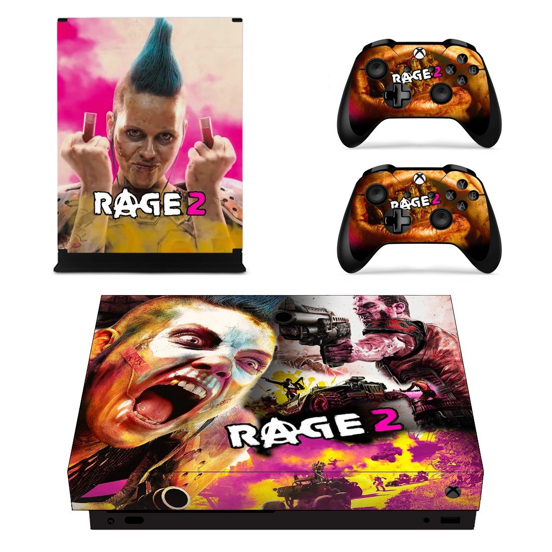 Rage 2 decal skin sticker for Xbox One X console and controllers