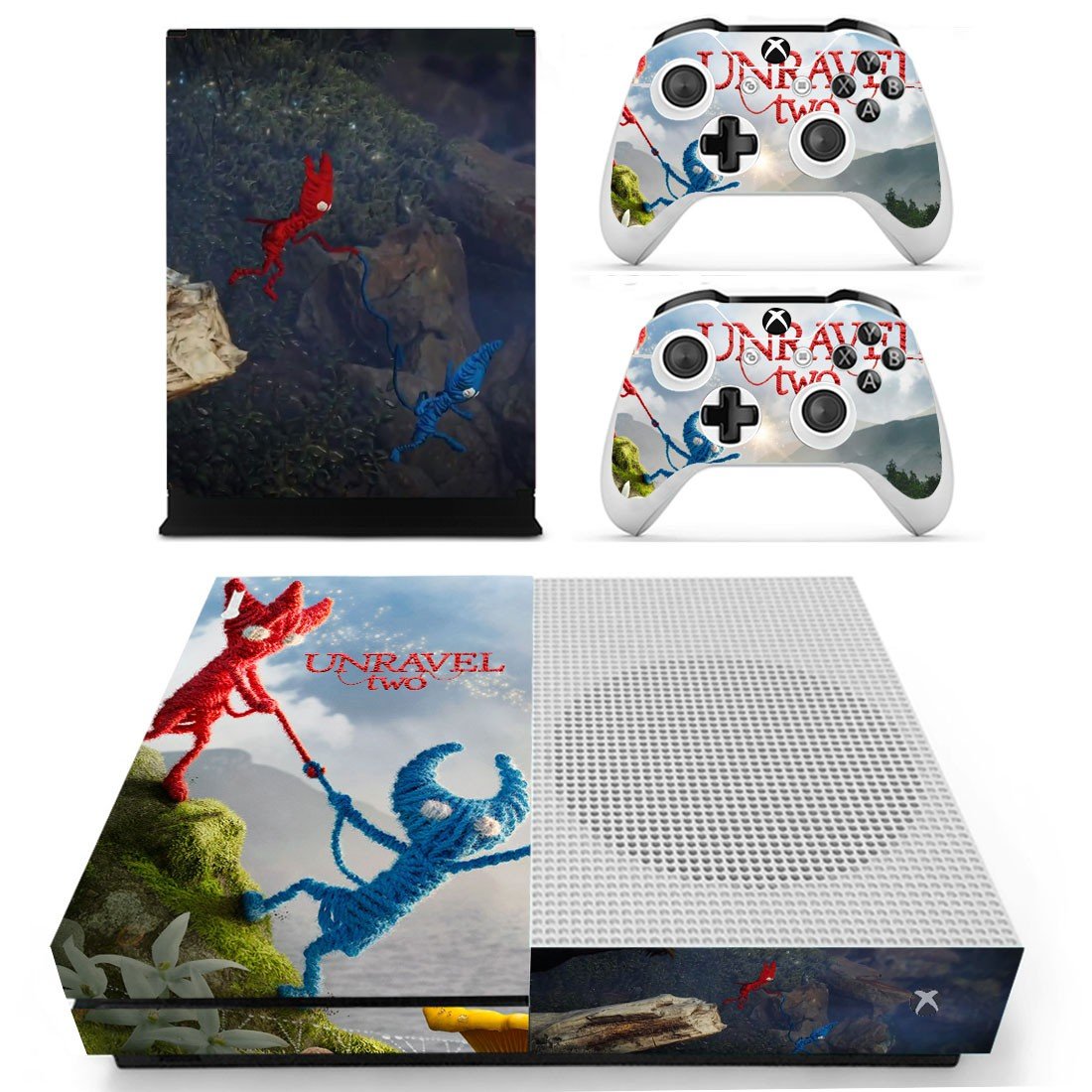Unravel Two decal skin sticker for Xbox One S console and controllers
