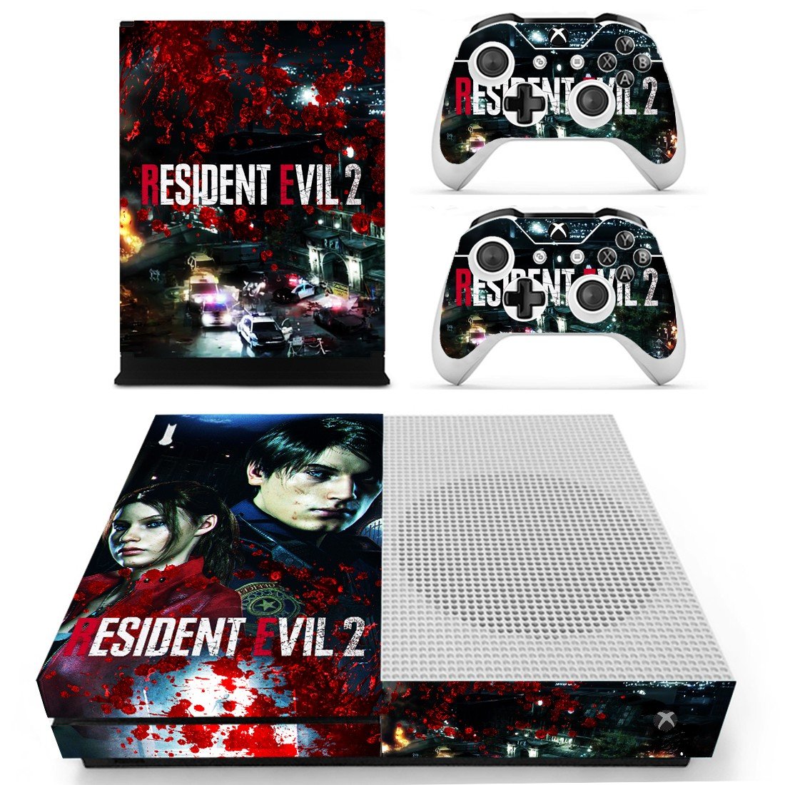 Resident Evil 2 decal skin sticker for Xbox One S console and controllers