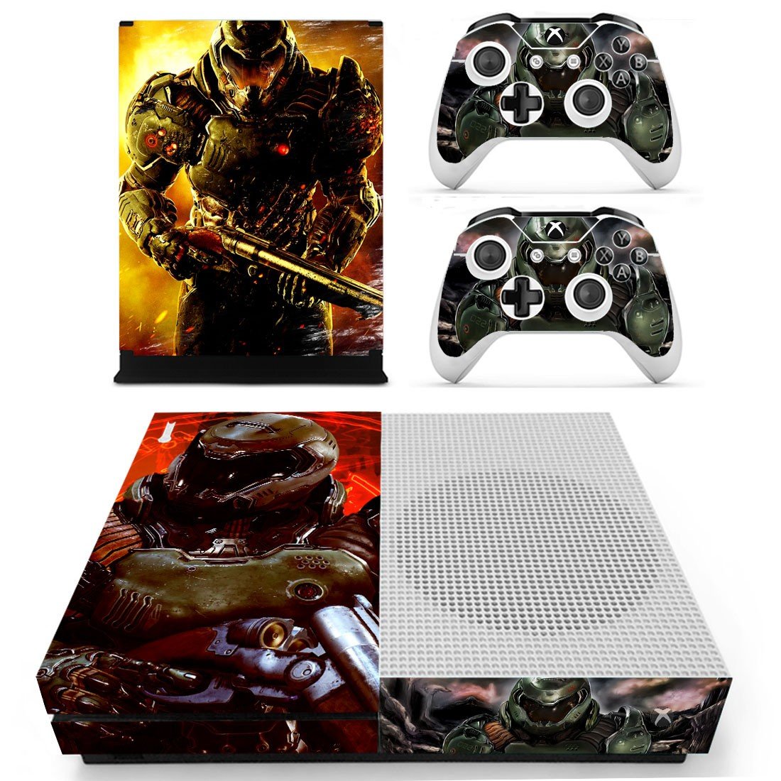 Doom 4 decal skin sticker for Xbox One S console and controllers
