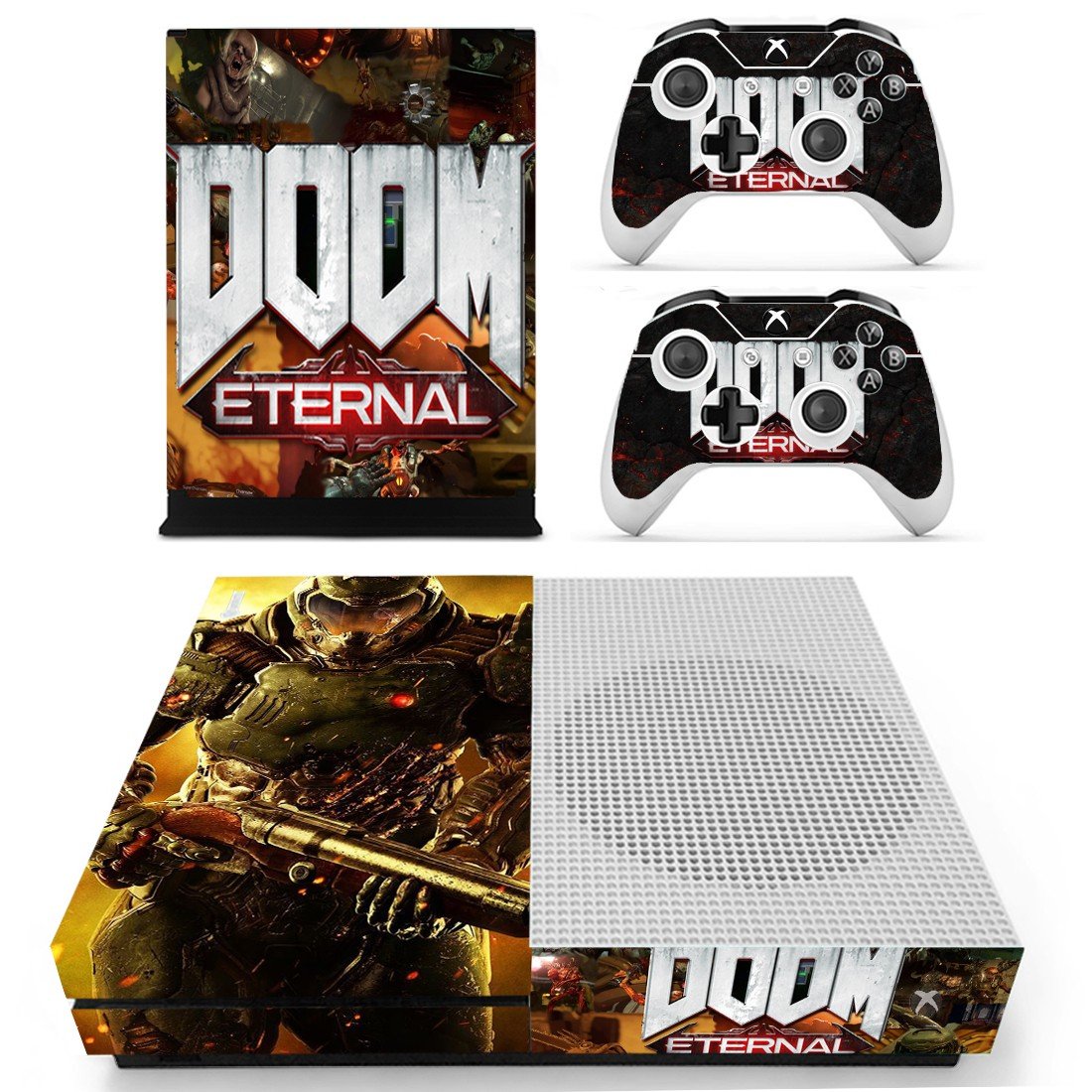 Doom Eternal decal skin sticker for Xbox One S console and controllers