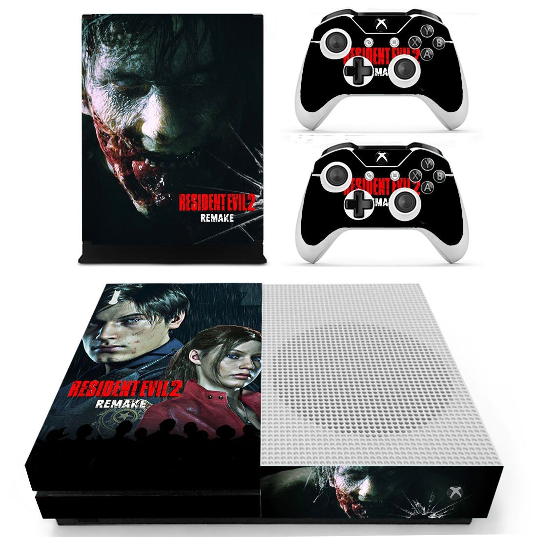 Resident Evil 2 remake decal skin sticker for Xbox One S console and controllers