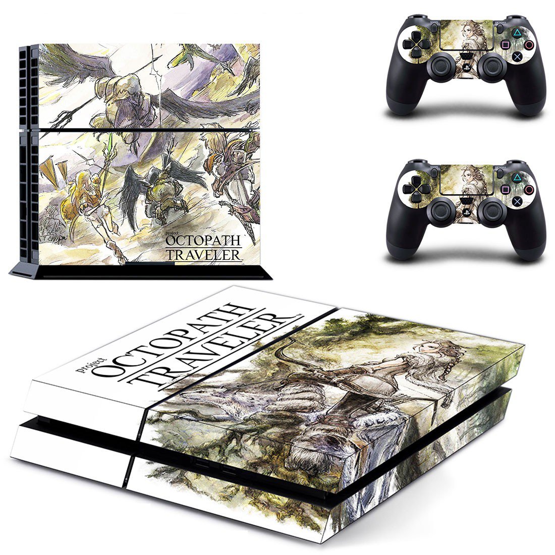 Octopath Traveler decal skin sticker for PS4 console and controllers