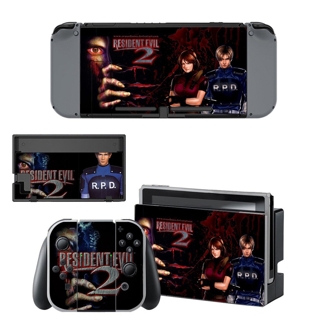 Resident Evil 2 decal skin sticker for Nintendo Switch console and controllers