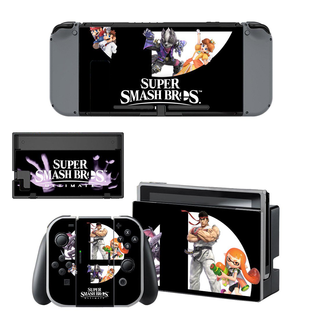 Super Smash Bros decal skin sticker for Nintendo Switch console and controllers