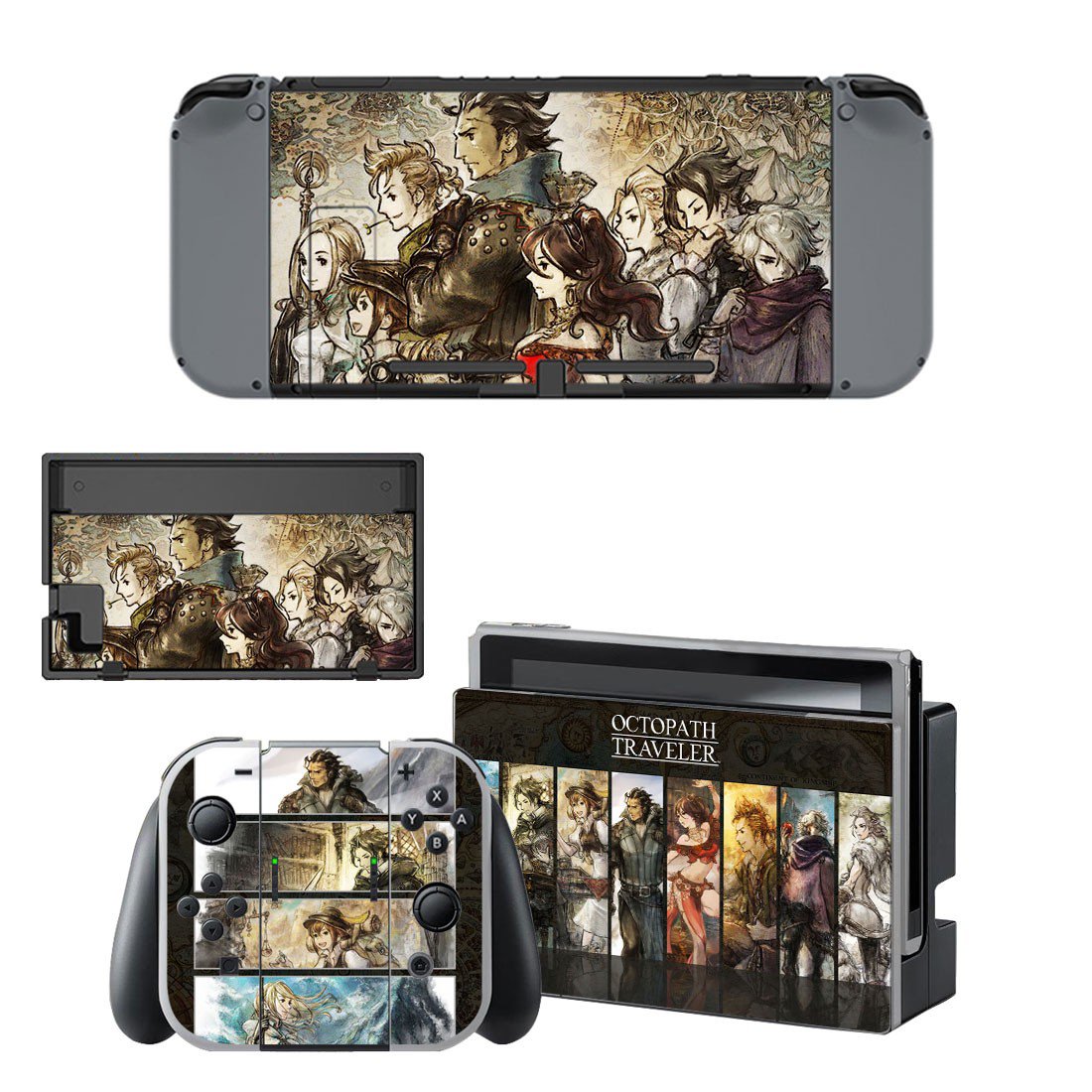 Octopath Traveler decal skin sticker for Nintendo Switch console and controllers