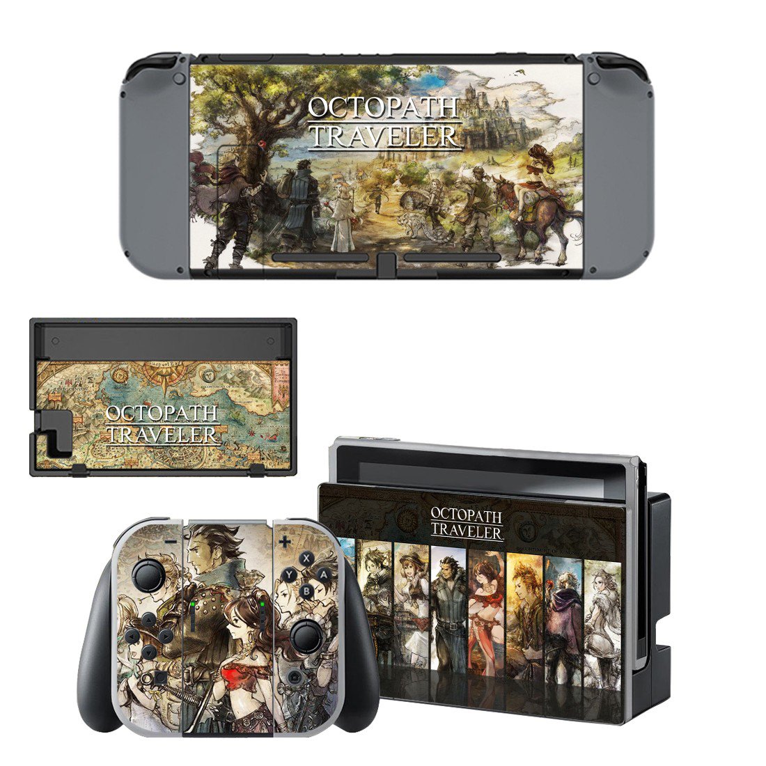 Octopath Traveler decal skin sticker for Nintendo Switch console and controllers