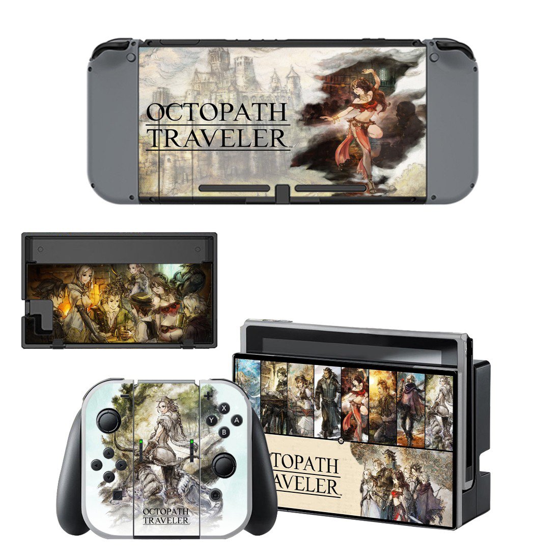Octopath Traveler decal skin sticker for Nintendo Switch console and controllers