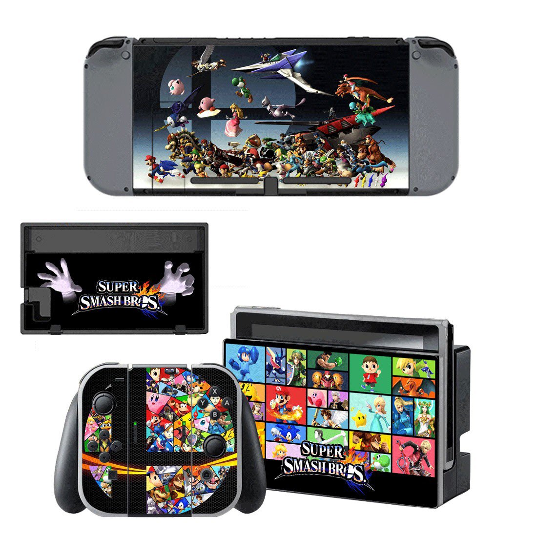 Super Smash Bros decal skin sticker for Nintendo Switch console and controllers