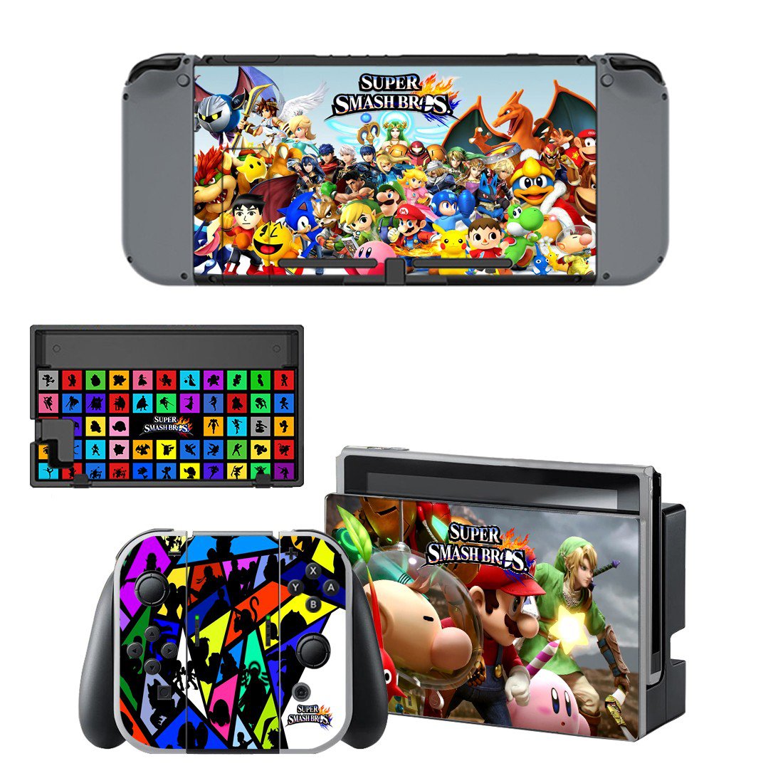 Super Smash Bros decal skin sticker for Nintendo Switch console and controllers