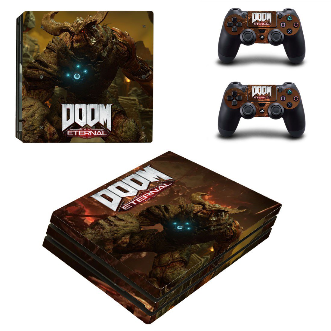 Doom Eternal decal skin sticker for PS4 Pro console and controllers