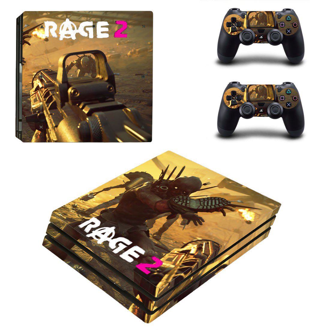 Rage 2 decal skin sticker for PS4 Pro console and controllers