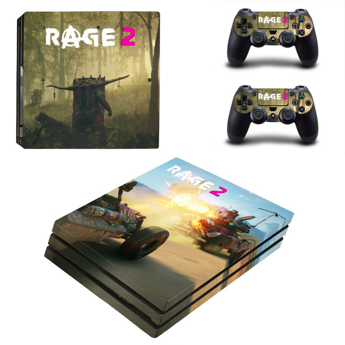 Rage 2 decal skin sticker for PS4 Pro console and controllers