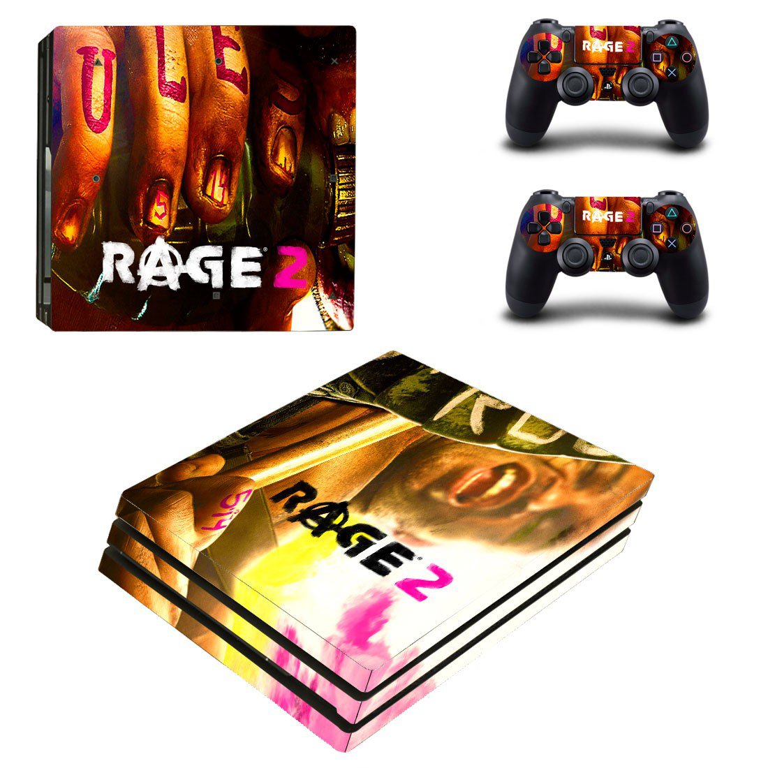 Rage 2 decal skin sticker for PS4 Pro console and controllers