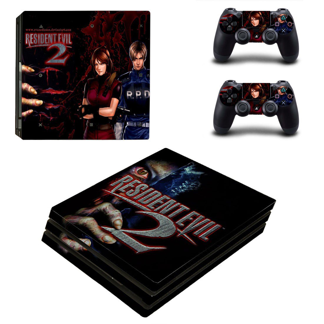 Resident Evil 2 decal skin sticker for PS4 Pro console and controllers