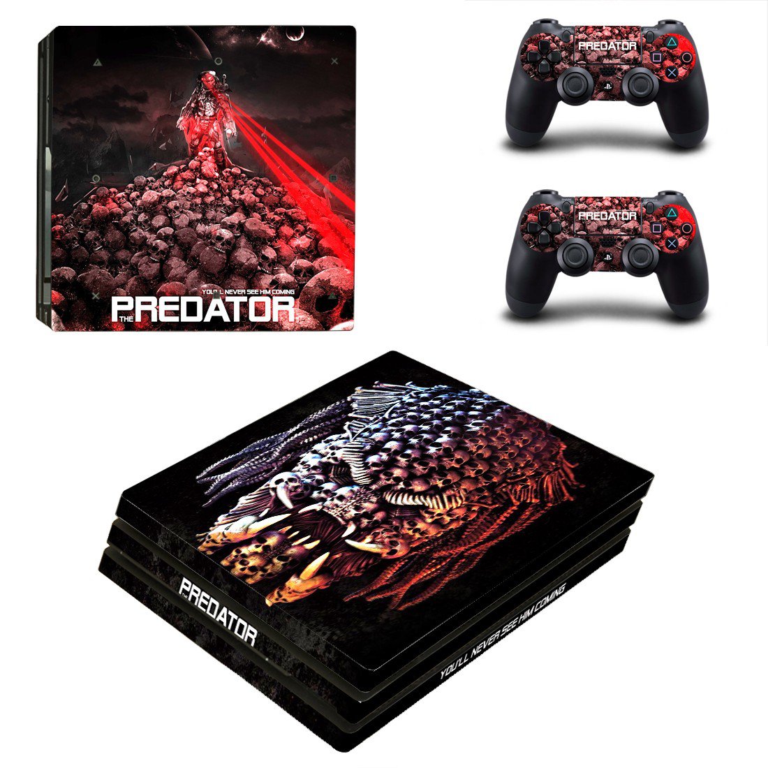 The Predator decal skin sticker for PS4 Pro console and controllers