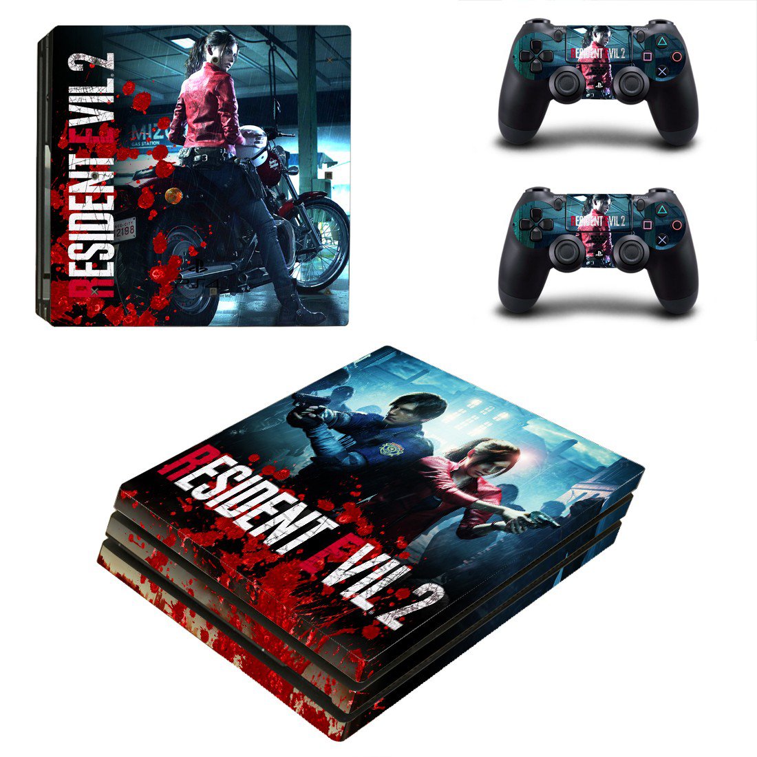 Resident Evil 2 decal skin sticker for PS4 Pro console and controllers
