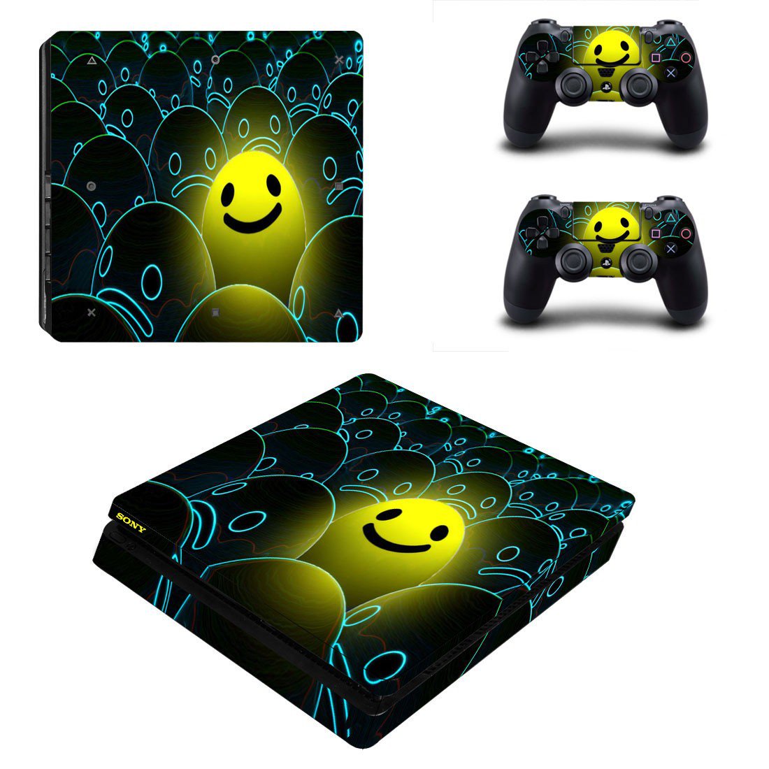 Emoji decal skin sticker for PS4 Slim console and controllers