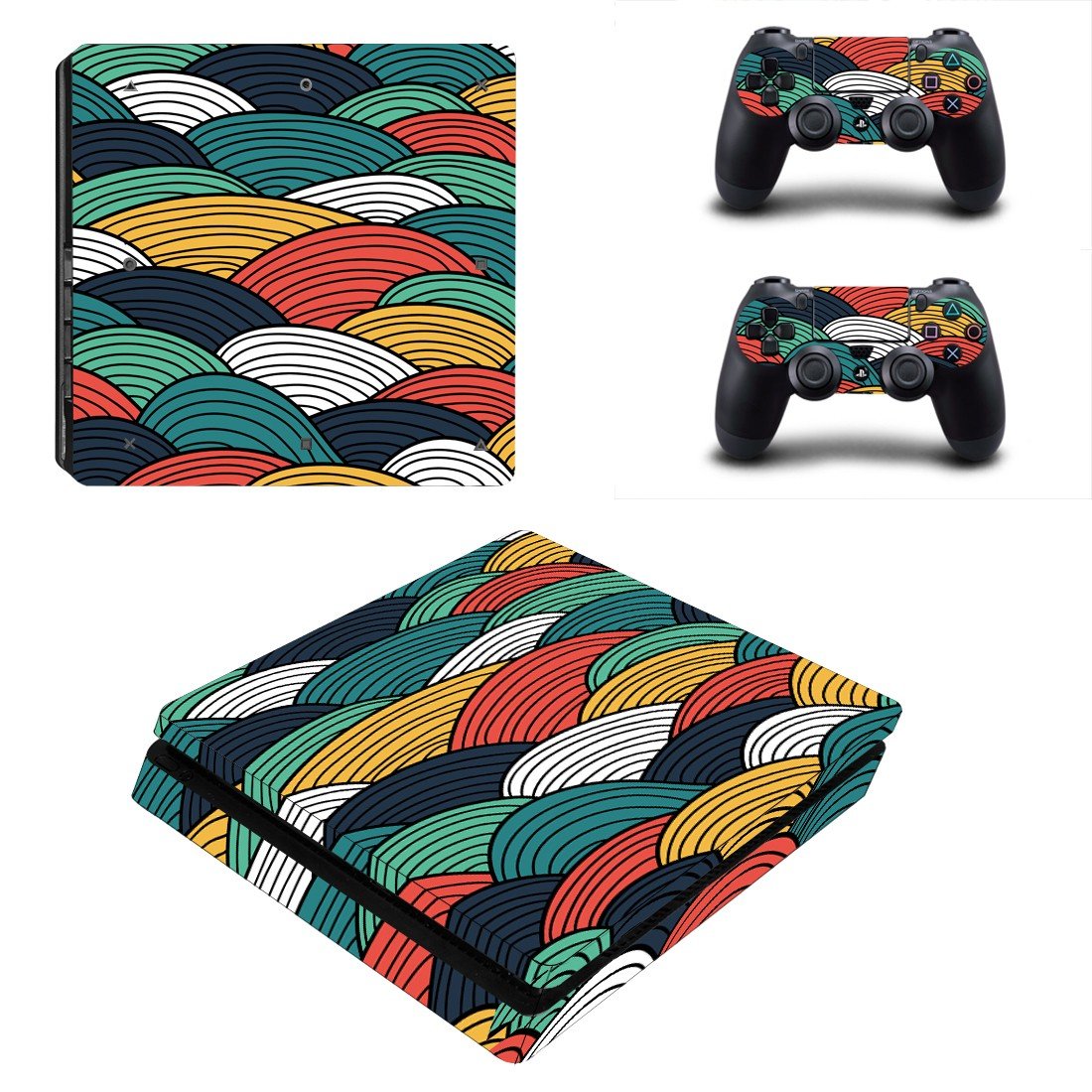 Retro wallpaper decal skin sticker for PS4 Slim console and controllers