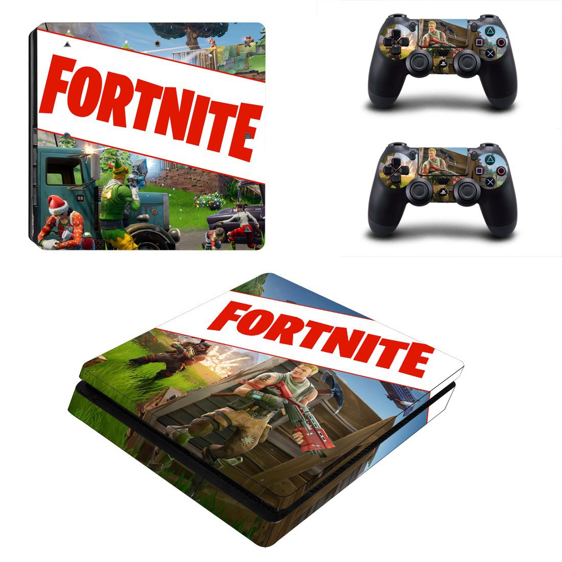 Fortnite decal skin sticker for PS4 Slim console and controllers