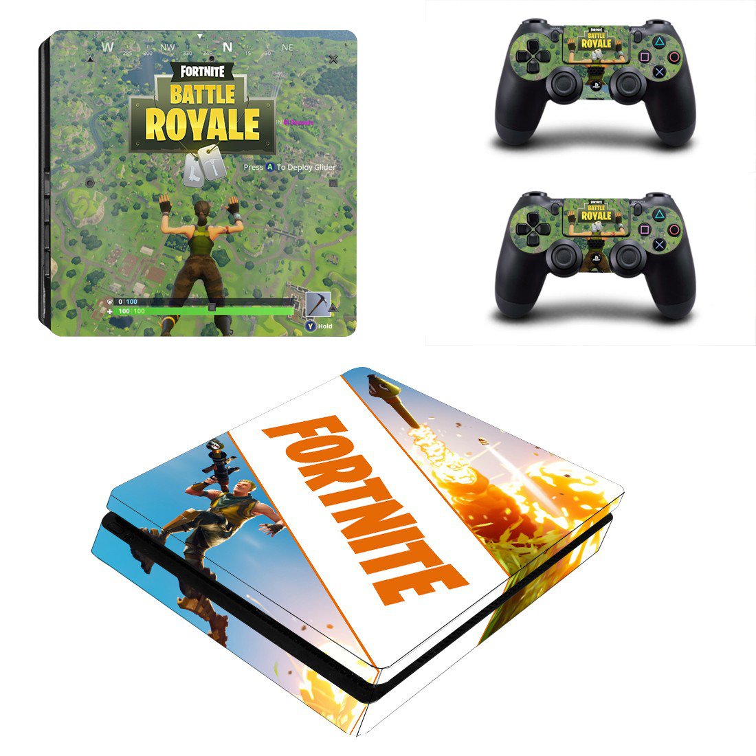 Fortnite battle royale decal skin sticker for PS4 Slim console and controllers