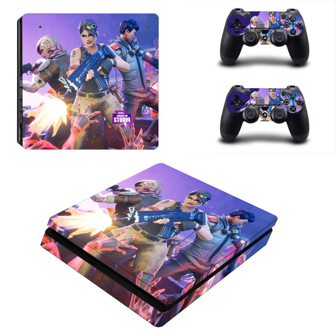 Fortnite survive the Storm decal skin sticker for PS4 Slim console and controllers
